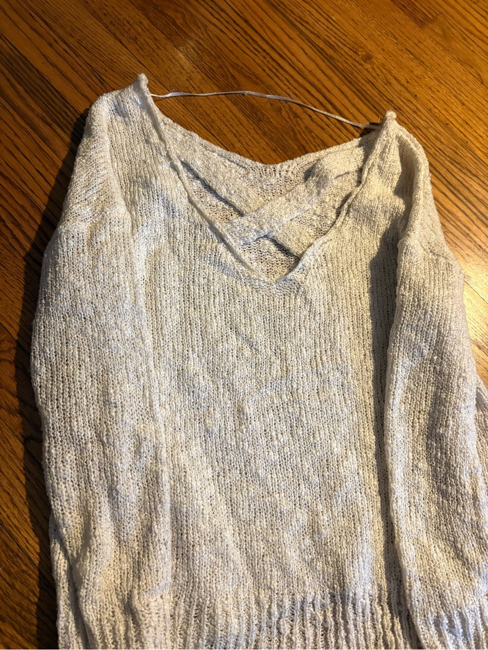 Mudd Cream V-Neck Sweater with Crisscross Detail